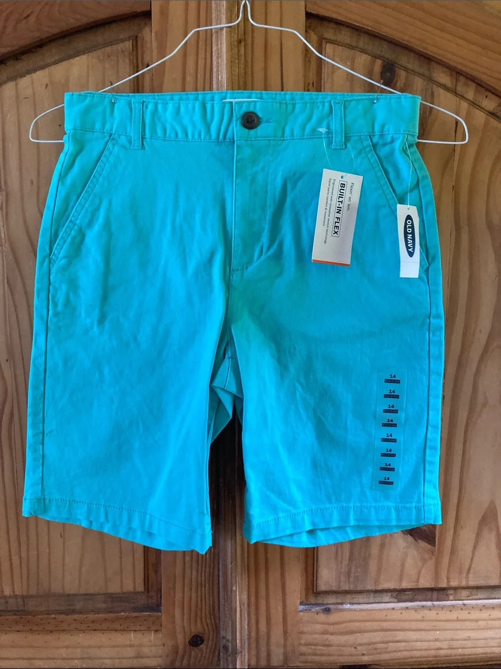 Boys Old Navy Flex green long chino shorts size 14 - NWT